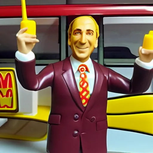 Image similar to saul goodman plastic mcdonalds toy realistic photo