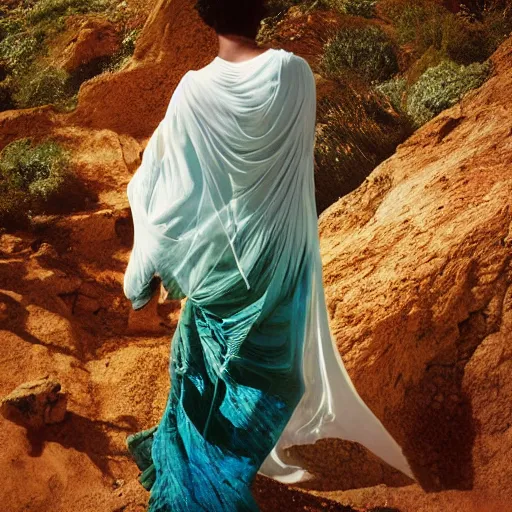 Image similar to man plays darbuka, beautiful bellidancer girl walks around Socotra among endemic plants, flowers and snags in a long transparent flowing dress and meets mystical animals, mystical insects, mystical birds, lizards, snakes, gorgeous, hypnotic dimensions, ruan jia, steve mccurry, Zdzislaw Beksinski style, sharp focus, intricate concept art, digital painting, ambient lighting, 4k, hdt, artstation trending on Gsociety, trending on ArtstationHQ, hyper quality, 16K