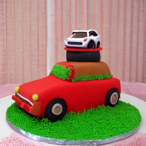 Prompt: car made out of cake