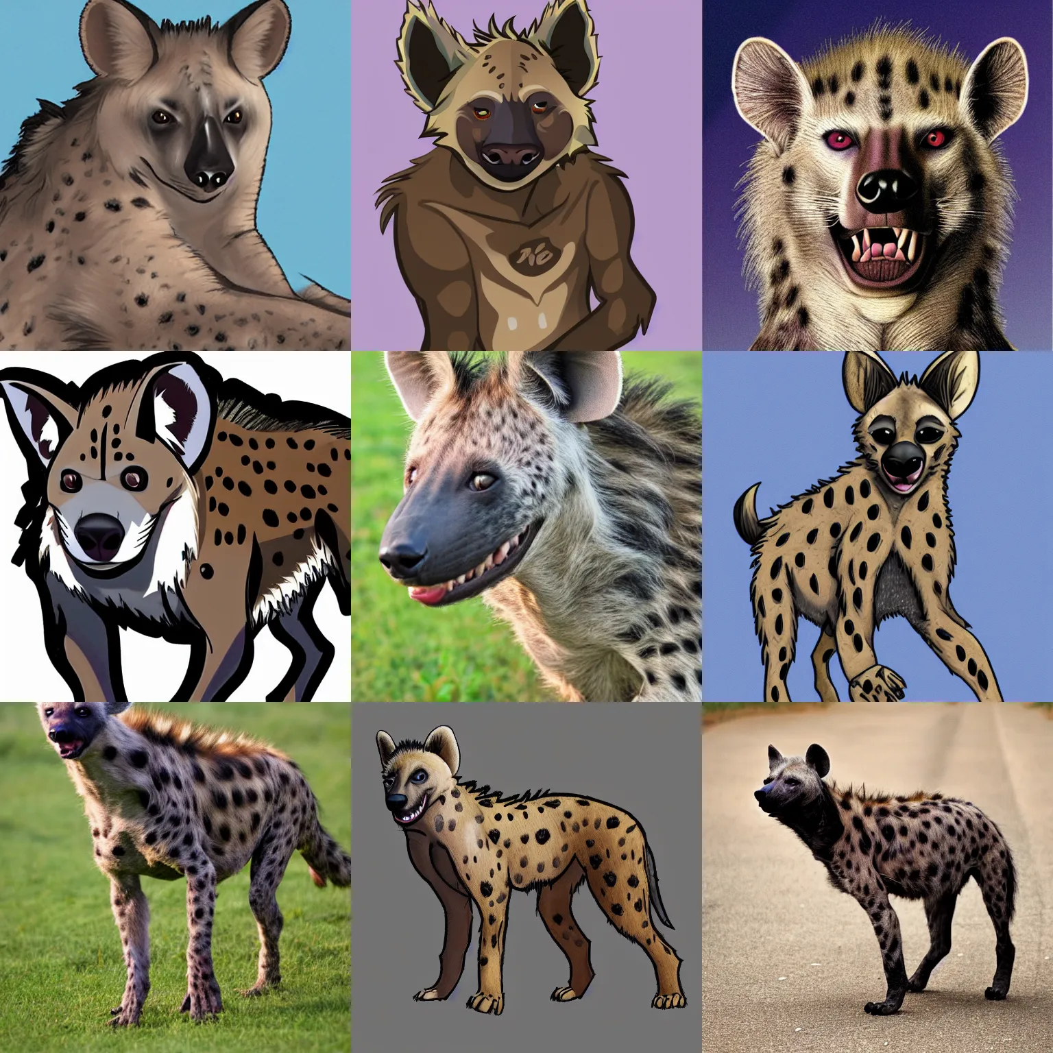 Prompt: a hyena fursona, trending on weasyl