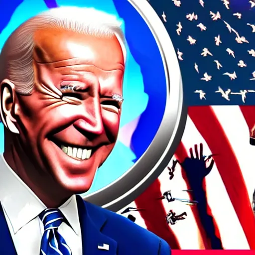 Prompt: joe biden as a cyborg cybernetic necromancer magic realism fantasy realm sci - fi