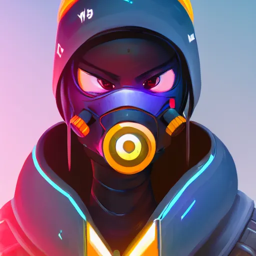 Prompt: stylized cybernetic ninja - cyberpunk girl, wearing techwear and armor, weoponary, complementary colors, highly detailed, artstation, digital matte painted in the style of overwatch, concept art, smooth