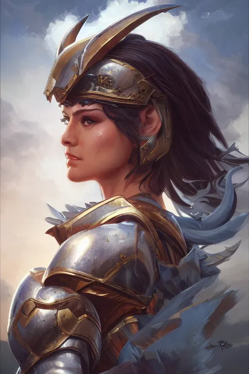 Image similar to amazon valkyrie athena, d & d, fantasy, portrait, highly detailed, headshot, digital painting, trending on artstation, concept art, sharp focus, illustration, art by artgerm and greg rutkowski and magali villeneuve