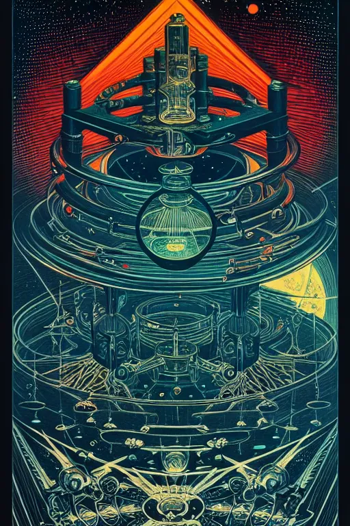 Image similar to majestic alchemical laboratory, high details, intricately detailed, by vincent di fate, inking, 3 color screen print, masterpiece, trending on artstation,, sharp, details, hyper - detailed, hd, 4 k, 8 k