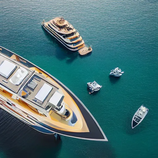 gold plated mega yacht with two swimming pools and a | Stable Diffusion ...