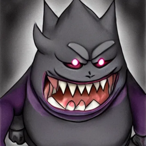 Image similar to gengar lost photo, gengar from pokemon, creepy, weird, intense, feels like you're in danger, help