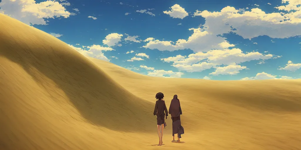 Image similar to sand dunes by makoto shinkai