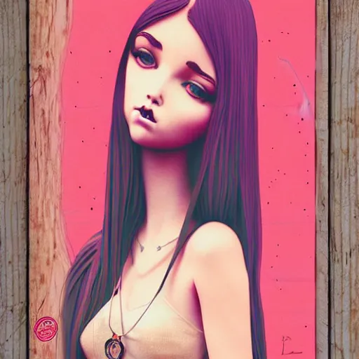 Prompt: skydoll like madison beer by alessandro barbucci, by loish, by audrey kawasaki, barbbara cannepa global illumination, feathers texture overlays, printed on wood