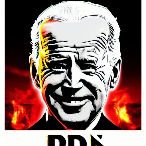 Image similar to biden in hell, scary art in the style of a poster for a movie in a cinema, art in 4 k, detailed details