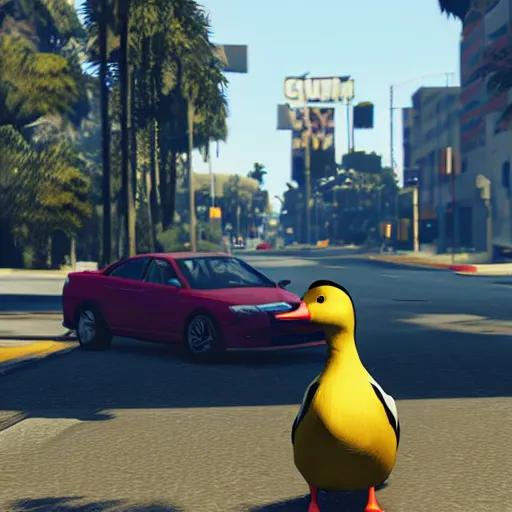 Image similar to a duck on the cover of grand theft auto v