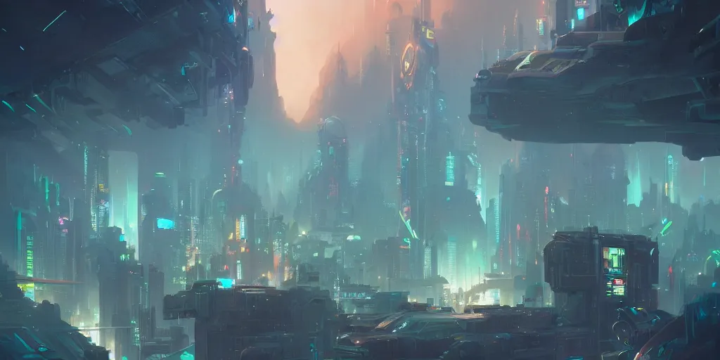 Image similar to cyberpunk world as seen from outer space concept art by pete mohrbacher and artgerm and wlop and greg rutkowski, digital art, highly detailed, intricate, sci-fi, neon colors, sharp focus, Trending on Artstation HQ, deviantart, unreal engine 5, 4K UHD image