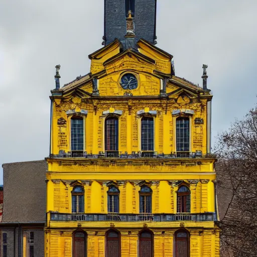 Image similar to a large yellow building with a steeple on top of it, a flemish baroque by karl stauffer - bern, unsplash, heidelberg school, panorama, wimmelbilder, nikon d 7 5 0