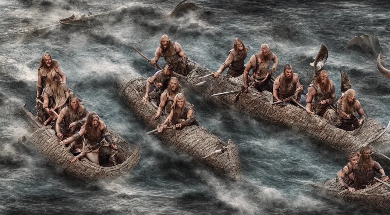 Prompt: a beautiful hyper realistic ultra detailed lifelike matte painting of vikings on a dragon boat, stormy weather, unreal engine, deviantart, flickr, artstation, octane render, textured, colorful, extreme realistic detail, physically based rendering, pbr render, very detailed, volumetric lighting, detailed lighting, octane render, 4 k, cinematic lighting, 8 k resolution