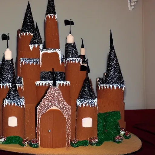 Image similar to castle by walt disney made out of gingerbread and stuff