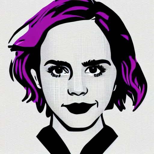 Prompt: emma watson, digital art, iconic icon, 2 d vector logo, cartoon, t - shirt design