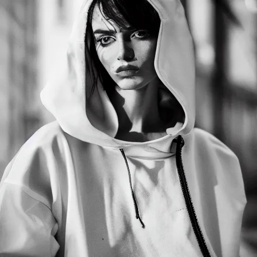Image similar to vogue fashion photography of model wearing streetwear fashion white clothing, inside berghain, futuristic fashion, photo 3 5 mm leica, hyperdetail, 8 k, very detailed