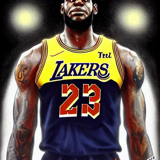 Prompt: James Lebron, artstation, Daniele Cerritelli art