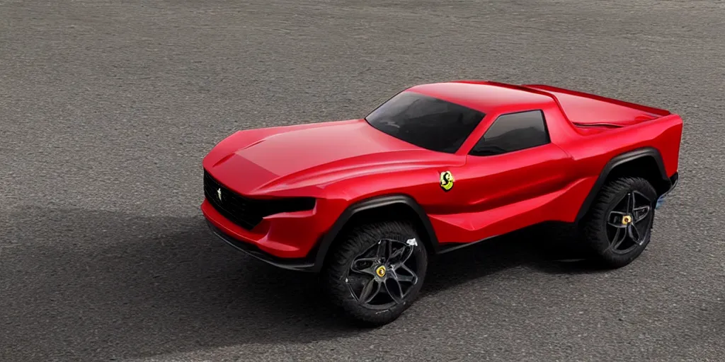 Image similar to “2021 Ferrari Pickup Truck, ultra realistic, 4K”