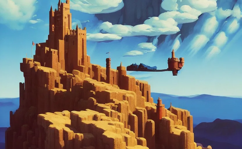 Prompt: A castle built above the clouds , very coherent, painted by Edward Hopper, Wayne Barlowe, painted by James Gilleard, airbrush, art by JamesJean