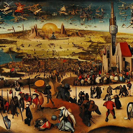 Image similar to Pieter Bruegel Painting of Star Wars
