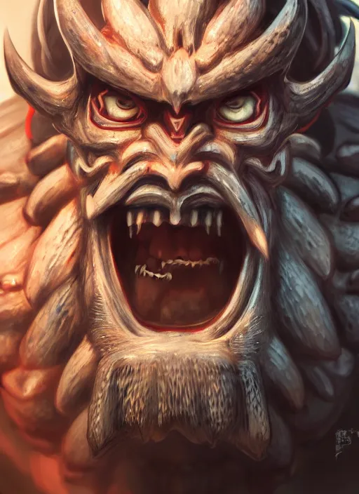 Image similar to an oni by tooth wu, highly detailed, art, cinematic lighting, very coherent, hyper realism, high detail, 8 k