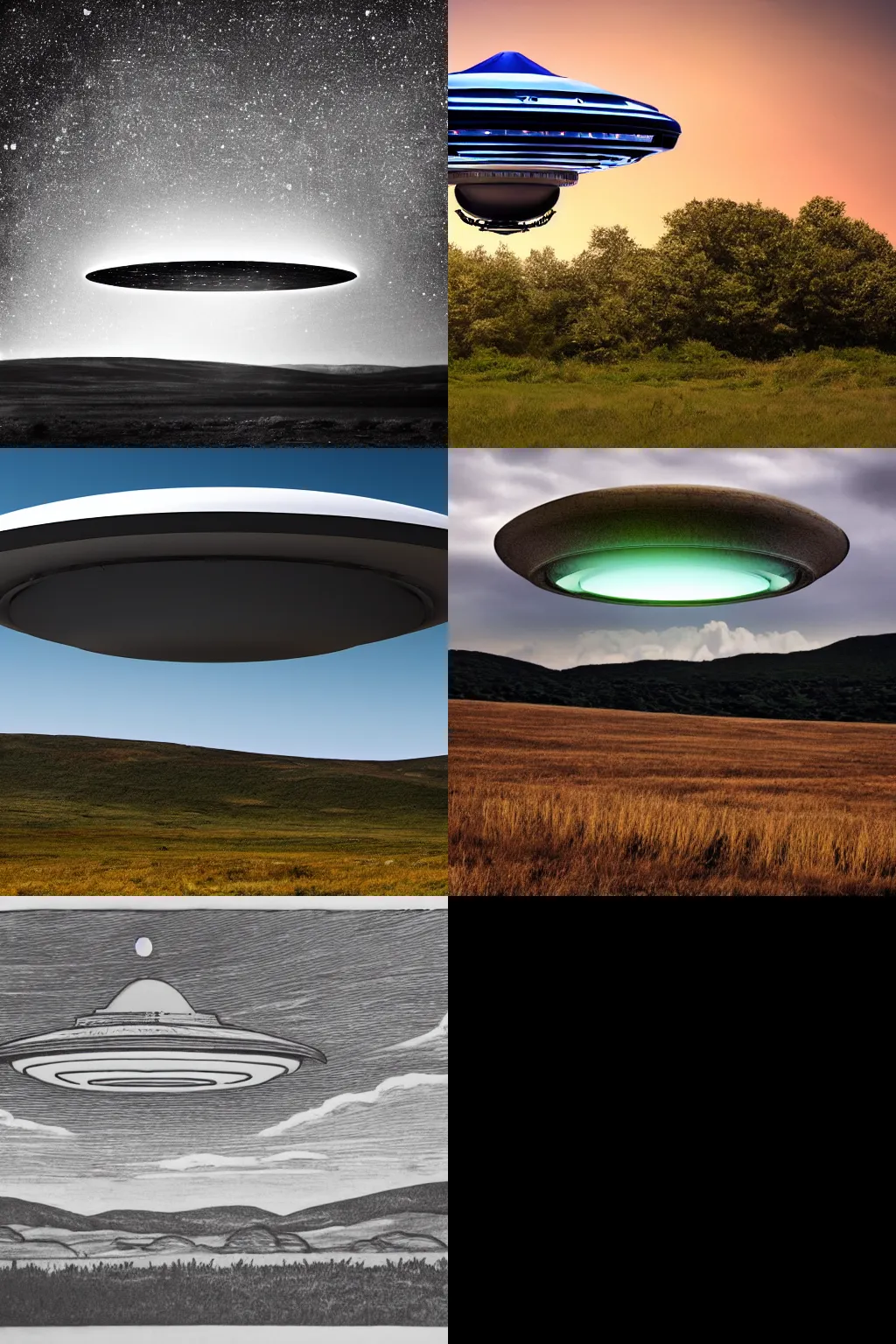 Prompt: a ufo, landscape