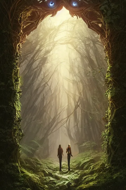 Image similar to book cover by greg rutkowski and artgerm, only nature, symmetrical ivy on frames, high quality fantasy stock photo, unsplash transparent, forest and moon, intricate detail, elegant, hyper realistic, ultra detailed, octane render, volumetric cinematic lighting, 8 k, post - production