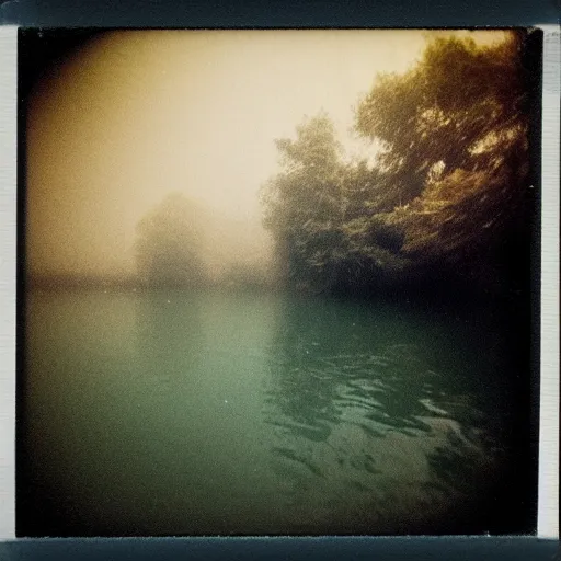 Image similar to jerma 9 8 5, dark, murky water, underwater, old polaroid, expired film,