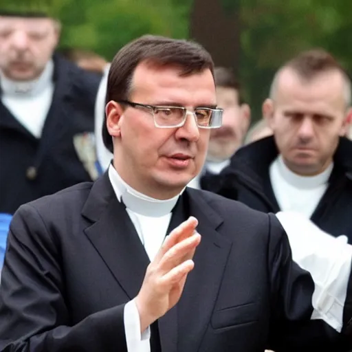 Image similar to president of serbia, aleksandar vucic as a priest