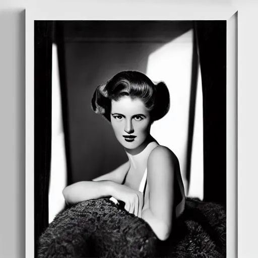 Image similar to portrait of a woman by Cecil Beaton , glamorous Hollywood style lighting, black and white, photorealistic