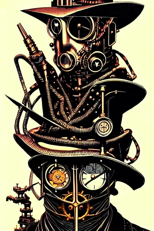 Image similar to steampunk wizard, high details, intricately detailed, by vincent di fate, inking, 3 color screen print, masterpiece, trending on artstation,, sharp, details, hyper - detailed, hd, 4 k, 8 k