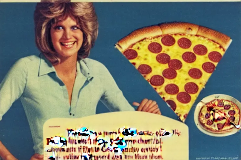 Image similar to 7 0 s, pizza, advertisement