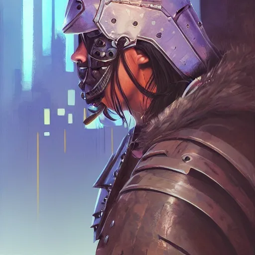 Image similar to cyberpunk viking helmet mask warrior goddess robot ninja fantasy, art gta 5 cover, official fanart behance hd artstation by jesper ejsing, by rhads, makoto shinkai and lois van baarle, ilya kuvshinov, ossdraws