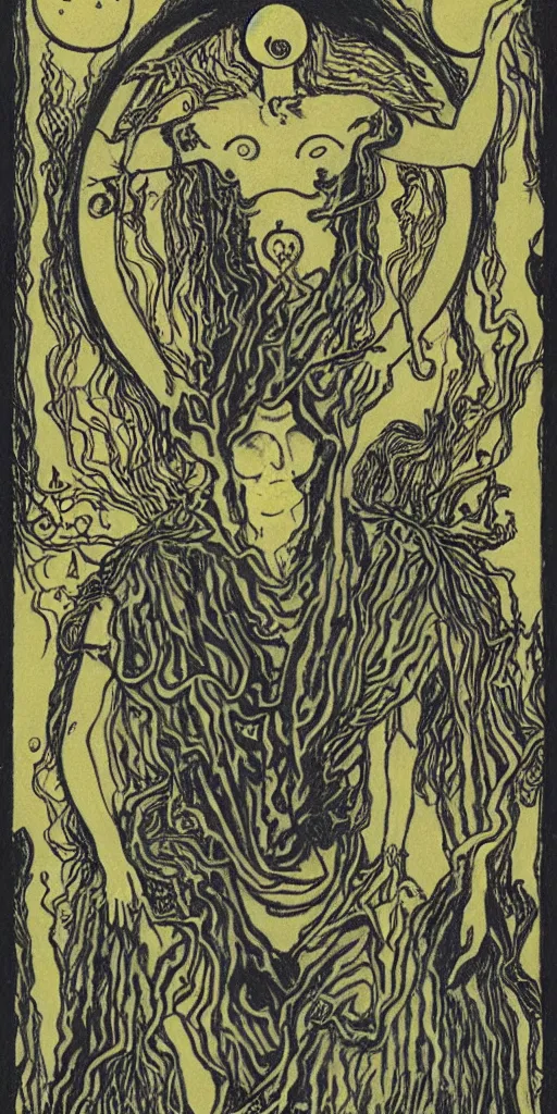 Image similar to the moon tarot card by austin osman spare