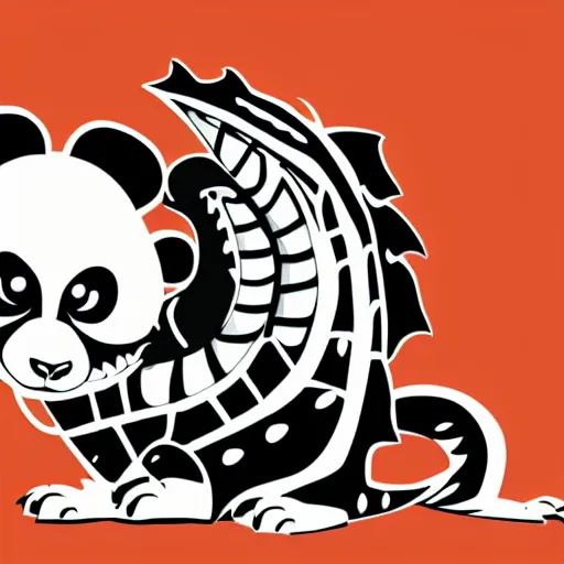 Image similar to vector art of welsh dragon and panda mixed, intercrossed, chimera, adobe illustrator