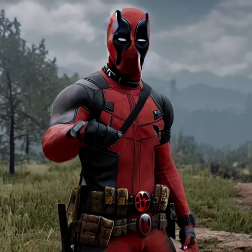 Image similar to Deadpool in red dead redemption 2 4K quality