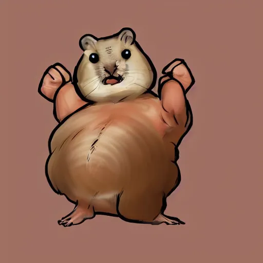 Image similar to “super strong hamster humanoid with muscles, flexing its arms”