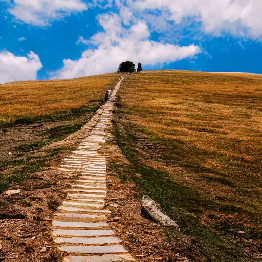 Prompt: portrait of the long path to heaven, wide shot, sharp focus