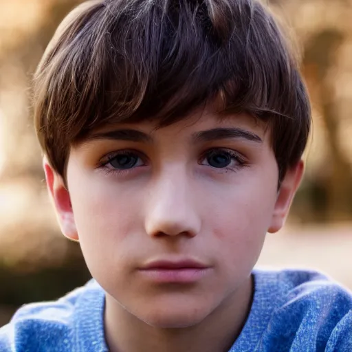 Prompt: a closeup portrait of a boy with brown hair and brown eyes. Extremely clear and high quality eyes with reflection, realistic face and details, clear lips and high quality