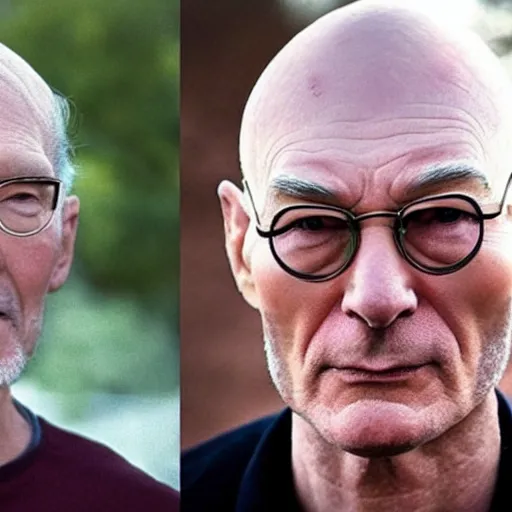 Image similar to photo of a person who looks like a mixture between patrick stewart and brent spiner