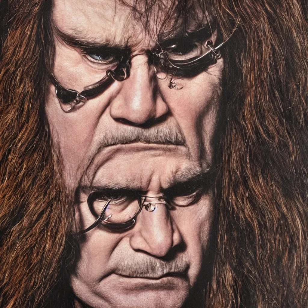 Prompt: close up of ozzy ozbourne by annie Leibowitz, hyper realistic, sharp focus