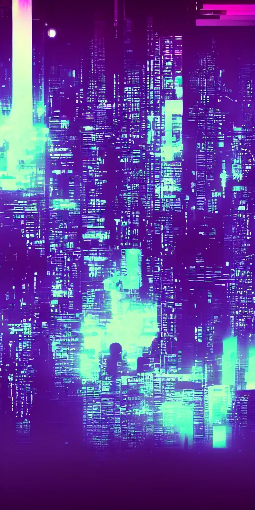 Prompt: vaporwave cyberpunk wallpaper, simple design, graphic design, dark colors, high contrast,UI