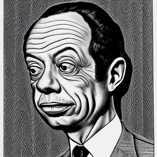 Image similar to a portrait drawing of Don knotts drawn by Robert Crumb