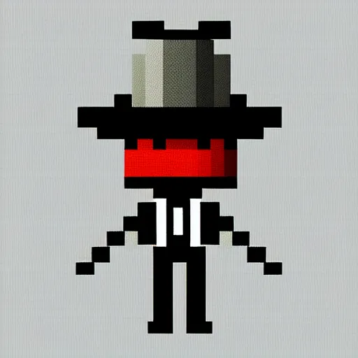 Image similar to spider wearing a top hat. pixel art. character concept.