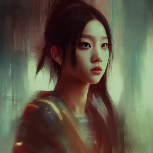 Image similar to jisoo of blackpink, hyperrealistic portrait, bladerunner street, art of elysium by jeremy mann and alphonse mucha, fantasy art, photo realistic, dynamic lighting, artstation, poster, volumetric lighting, very detailed face, 8 k, award winning