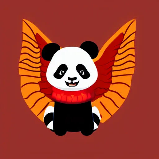 Image similar to vector art of panda with welsh dragon wings and tail, intercrossed, chimera, welsh flag, adobe illustrator