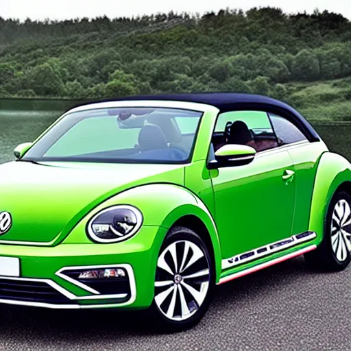 Image similar to volkswagen beetle 2 0 2 4 new model, green, professional photo