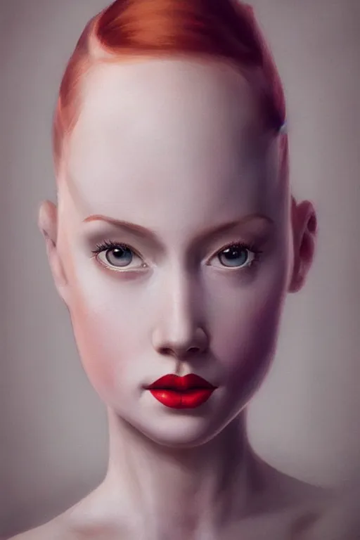 Image similar to hyperrealistic photography of a highly detailed and symmetrical gorgeous red head female ballerina in the style of vargas and wlop, highly detailed, face symmetry, masterpiece, award - winning, sharp focus, intricate concept art, ambient lighting, 8 k, artstation