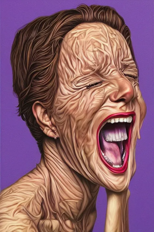 Prompt: portrait of crazy screaming beaing by casey weldon, detailed, realistic skin color