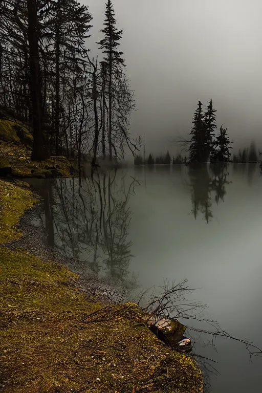 Image similar to brocken spectre, ghost of the lake, magic portal